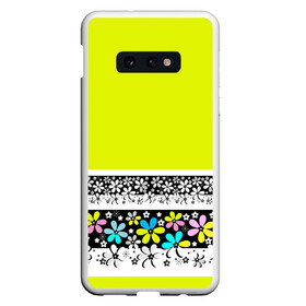 Чехол для Samsung S10E с принтом Яркий цветочный узор  в Петрозаводске, Силикон | Область печати: задняя сторона чехла, без боковых панелей | абстрактный | для детей | зеленый | неоновый зеленый | разноцветный | современный | цветочный узор