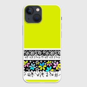 Чехол для iPhone 13 mini с принтом Яркий цветочный узор в Петрозаводске,  |  | абстрактный | для детей | зеленый | неоновый зеленый | разноцветный | современный | цветочный узор