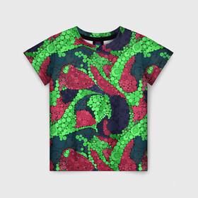 Детская футболка 3D с принтом Абстрактный пуантилизм  в Петрозаводске, 100% гипоаллергенный полиэфир | прямой крой, круглый вырез горловины, длина до линии бедер, чуть спущенное плечо, ткань немного тянется | абстрактный | в горошек | детский | для детей | зеленый | красный | модный | пуантилизм | разноцветный | современный