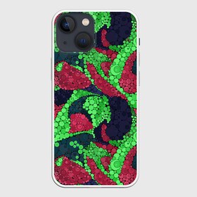 Чехол для iPhone 13 mini с принтом Абстрактный пуантилизм в Петрозаводске,  |  | абстрактный | в горошек | детский | для детей | зеленый | красный | модный | пуантилизм | разноцветный | современный