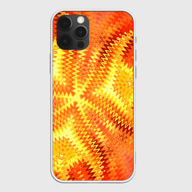 Чехол для iPhone 12 Pro с принтом Желто-оранжевая абстракция  в Петрозаводске, силикон | область печати: задняя сторона чехла, без боковых панелей | Тематика изображения на принте: желто оранжевый | желтый | зигзаги | иллюзия | креативный | летний | осенний | фентези