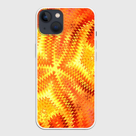 Чехол для iPhone 13 с принтом Желто оранжевая абстракция в Петрозаводске,  |  | Тематика изображения на принте: желто оранжевый | желтый | зигзаги | иллюзия | креативный | летний | осенний | фентези