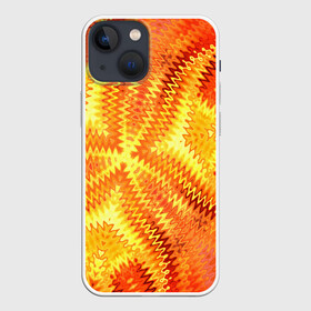 Чехол для iPhone 13 mini с принтом Желто оранжевая абстракция в Петрозаводске,  |  | Тематика изображения на принте: желто оранжевый | желтый | зигзаги | иллюзия | креативный | летний | осенний | фентези