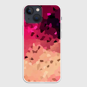 Чехол для iPhone 13 mini с принтом Бежево малиновый абстрактный в Петрозаводске,  |  | абстрактный | бежевый | камуфляжный | летний | малиновый | модный | паттерн | современный | текстура | фуксия