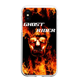 Чехол для iPhone XS Max матовый с принтом SKULL GHOST RIDER в Петрозаводске, Силикон | Область печати: задняя сторона чехла, без боковых панелей | fire | flames | ghost | marvel | skull