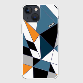Чехол для iPhone 13 mini с принтом Геометрический  узор в Петрозаводске,  |  | абстрактный | желтый | молодежный | простой | синий | современный | треугольники