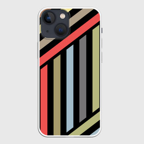 Чехол для iPhone 13 mini с принтом Абстрактный полосатый  узор в Петрозаводске,  |  | абстрактный | геометрический | желтый | молодежный | оливковый | разноцветный | ретро | современный | черный