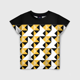 Детская футболка 3D с принтом Черно-желтый геометрический  в Петрозаводске, 100% гипоаллергенный полиэфир | прямой крой, круглый вырез горловины, длина до линии бедер, чуть спущенное плечо, ткань немного тянется | абстрактный | геометрический | желтый | молодежный | мужской | разноцветный | современный | черный