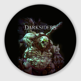 Коврик для мышки круглый с принтом Гнев Войны | Darksiders (Z) в Петрозаводске, резина и полиэстер | круглая форма, изображение наносится на всю лицевую часть | Тематика изображения на принте: darksiders | darksiders 2 | darksiders 3 | ulthane | wrath of war | всадник апокалипсиса | гнев войны | обугленный совет | руина | ультэйн