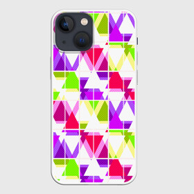 Чехол для iPhone 13 mini с принтом Абстрактный яркий узор в Петрозаводске,  |  | абстрактный | геометрические фигуры | детский | зеленый | клетчатый узор | летний | популярный | розовый | сиреневый | современный | треугольники