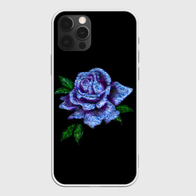 Чехол для iPhone 12 Pro с принтом Сапфировая роза в Петрозаводске, силикон | область печати: задняя сторона чехла, без боковых панелей | rose | лазурная | роза | сапфир | сапфировая | сапфировый | цветок | цветочек | цветочки | цветы