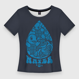 Женская футболка 3D Slim с принтом Водные покемоны в Петрозаводске,  |  | anime | pokemon | poket monster | poketmon | squirtle | аниме | анимэ | карманные монстры | покемон | сквиртл
