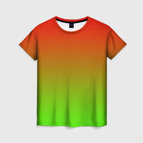 Женская футболка 3D с принтом Градиент Яблоко в Петрозаводске, 100% полиэфир ( синтетическое хлопкоподобное полотно) | прямой крой, круглый вырез горловины, длина до линии бедер | градиент | желтый | зеленый | красный | перелив | переход | фрукты | цвета | яблоко