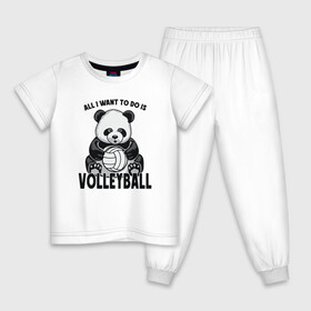 Детская пижама хлопок с принтом Volleyball Panda в Петрозаводске, 100% хлопок |  брюки и футболка прямого кроя, без карманов, на брюках мягкая резинка на поясе и по низу штанин
 | Тематика изображения на принте: ball | beach | game | panda | sport | volley | volleyball | волейбол | волейболист | волейболистка | гол | животные | игра | игрок | медведь | мяч | панда | площадка | пляж | пляжный | победа | сетка | спорт | тренер | чемпион
