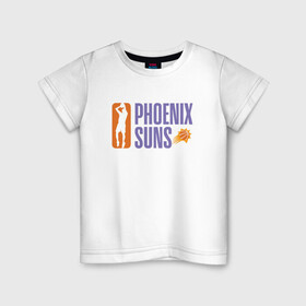 Детская футболка хлопок с принтом NBA - Suns в Петрозаводске, 100% хлопок | круглый вырез горловины, полуприлегающий силуэт, длина до линии бедер | basketball | mvp | nba | phoenix | sport | streetball | suns | аризона | баскетбол | игра | крис пол | мяч | нба | санс | спорт | стритбол | тренер | финикс | чемпион