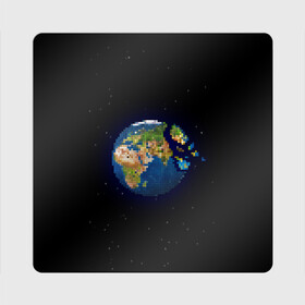 Магнит виниловый Квадрат с принтом Разрушение земли! в Петрозаводске, полимерный материал с магнитным слоем | размер 9*9 см, закругленные углы | art | pixel | pixelart | звезды | земля | земля в космосе | космос | пиксели | пиксель | пиксельарт | разрушение земли