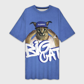 Платье-футболка 3D с принтом Big Cat Floppa в Петрозаводске,  |  | flopa | floppa | большой | каракал | кот мем | мем с котом | русский кот | флопа | флоппа | шлёпа