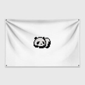 Флаг-баннер с принтом Панда в Петрозаводске, 100% полиэстер | размер 67 х 109 см, плотность ткани — 95 г/м2; по краям флага есть четыре люверса для крепления | art | pixel | pixelart | милаха | милая панда | панда | панда пиксель арт | пиксели | пиксель | пиксельарт | спящая панда