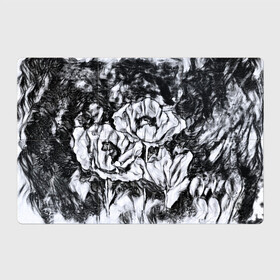 Магнитный плакат 3Х2 с принтом Черно-белый узор. Маки. в Петрозаводске, Полимерный материал с магнитным слоем | 6 деталей размером 9*9 см | Тематика изображения на принте: абстрактные цветы | маки | модный | рисунок | современный | цветочный фон | цветы | черно белый