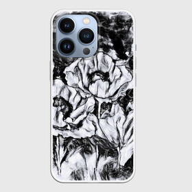 Чехол для iPhone 13 Pro с принтом Черно белый узор. Маки. в Петрозаводске,  |  | абстрактные цветы | маки | модный | рисунок | современный | цветочный фон | цветы | черно белый