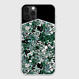 Чехол для iPhone 12 Pro с принтом Черно-зеленые каракули в Петрозаводске, силикон | область печати: задняя сторона чехла, без боковых панелей | абстрактный | каракули | креативный | мазня | разводы | черный и зеленый