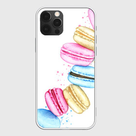 Чехол для iPhone 12 Pro Max с принтом Macarons. Нежный десерт в Петрозаводске, Силикон |  | акварель | акварельные | десерт | десерты | макаронс | макаруны | пирожное | пирожные | разноцветные | сладости