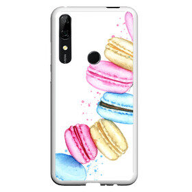 Чехол для Honor P Smart Z с принтом Macarons. Нежный десерт в Петрозаводске, Силикон | Область печати: задняя сторона чехла, без боковых панелей | акварель | акварельные | десерт | десерты | макаронс | макаруны | пирожное | пирожные | разноцветные | сладости