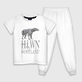 Детская пижама хлопок с принтом Halloween Scotland в Петрозаводске, 100% хлопок |  брюки и футболка прямого кроя, без карманов, на брюках мягкая резинка на поясе и по низу штанин
 | bear | halloween | scotland | zombie | зомби | медведь | хэллоуин | шотландия.