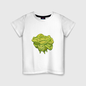 Детская футболка хлопок с принтом Милый салат в Петрозаводске, 100% хлопок | круглый вырез горловины, полуприлегающий силуэт, длина до линии бедер | арт | кочанный салат | мило | милота | овощ | овощи | рисунок | салат | свежие овощи | свежий овощ | свежий продукт