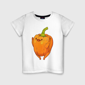 Детская футболка хлопок с принтом Свежая паприка в Петрозаводске, 100% хлопок | круглый вырез горловины, полуприлегающий силуэт, длина до линии бедер | арт | мило | милота | овощ | овощи | паприка | перец | перчик | приправа | рисунок | свежие овощи | свежий овощ | свежий продукт