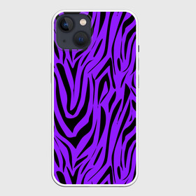 Чехол для iPhone 13 с принтом Абстрактный узор зебра в Петрозаводске,  |  | абстрактный | женский | зебра | креативный | модный | полосы | популярный | современный | черный и фиолетовый