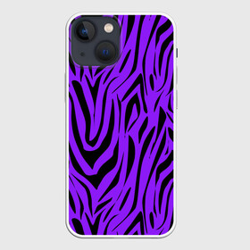 Чехол для iPhone 13 mini с принтом Абстрактный узор зебра в Петрозаводске,  |  | абстрактный | женский | зебра | креативный | модный | полосы | популярный | современный | черный и фиолетовый