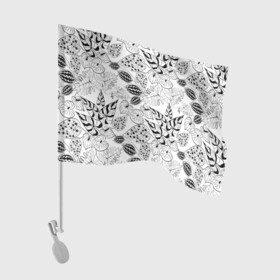 Флаг для автомобиля с принтом Черно-белый узор Тропики в Петрозаводске, 100% полиэстер | Размер: 30*21 см | абстрактный | листья | модный | популярный | рисунок | скетч | тропический узор | цветы | черный и белый | экзотические растения