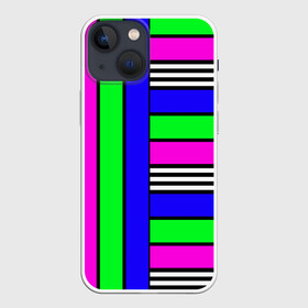 Чехол для iPhone 13 mini с принтом Полосатый яркий летний узор в Петрозаводске,  |  | ассиметричный | детский | зеленый | малиновый | модный | молодежный | синий | современный | универсальный | яркий узор