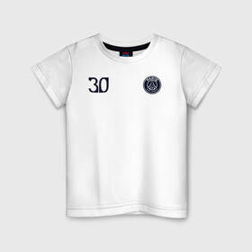 Детская футболка хлопок с принтом PSG | Messi 30 (New 2022/23) в Петрозаводске, 100% хлопок | круглый вырез горловины, полуприлегающий силуэт, длина до линии бедер | 0x000000123 | 30 | messi | neymar | paris saint germain | psg | месси | нейимар | псж