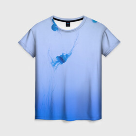 Женская футболка 3D с принтом МЕДУЗЫ | ГРАДИЕНТ в Петрозаводске, 100% полиэфир ( синтетическое хлопкоподобное полотно) | прямой крой, круглый вырез горловины, длина до линии бедер | gradient | абстракция | амбре | вода | голубая | голубое | градиент | градиент и ничего лишнего | градиенты | медуза | море | на каждый день | океан | синее | синий | синяя | текстура