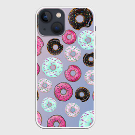 Чехол для iPhone 13 mini с принтом Пончики в Петрозаводске,  |  | еда | пончик с глазурью | пончики | розовая глазурь | шоколадный пончик
