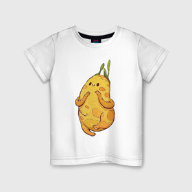 Детская футболка хлопок с принтом Милая картошка в Петрозаводске, 100% хлопок | круглый вырез горловины, полуприлегающий силуэт, длина до линии бедер | арт | картофельна | картошка | мило | милота | молодая картошка | овощ | овощи | рисунок | свежие овощи | свежий овощ | свежий продукт
