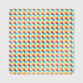 Магнит виниловый Квадрат с принтом Красочные кубы в Петрозаводске, полимерный материал с магнитным слоем | размер 9*9 см, закругленные углы | квадраты | кубы | паттерн | пиксели | разноцветный