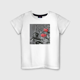 Детская футболка хлопок с принтом Париж в Петрозаводске, 100% хлопок | круглый вырез горловины, полуприлегающий силуэт, длина до линии бедер | в тренде. | красота | любовь | париж | путешествие | цветы