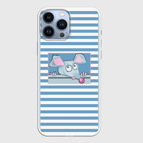 Чехол для iPhone 13 Pro Max с принтом Веселая Мышь в Петрозаводске,  |  | в горошек | веселый | детский | забавный | комбинированный | крыса | лоскуты | мышь | полосатый узор | полосы | синий