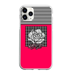 Чехол для iPhone 11 Pro Max матовый с принтом Аппликация роза на клетчатом в Петрозаводске, Силикон |  | аппликация | детский | комбинированный | полосатый | пэчворк | роза | розовый | цветочный узор | черный и малиновый | яркий малиновый