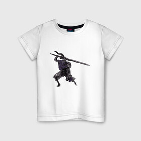 Детская футболка хлопок с принтом Artorias в Петрозаводске, 100% хлопок | круглый вырез горловины, полуприлегающий силуэт, длина до линии бедер | Тематика изображения на принте: artorias | boss | soul | арториас | босс | души | темные души