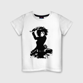 Детская футболка хлопок с принтом Микаса Акерман в Петрозаводске, 100% хлопок | круглый вырез горловины, полуприлегающий силуэт, длина до линии бедер | attack on titan | levi | mikasa | ерен | леви | леви акерман | микаса | титаны