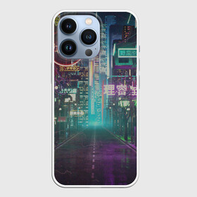 Чехол для iPhone 13 Pro с принтом Neon Tokyo в Петрозаводске,  |  | anime | cyber | cyberpunk | japan | japanese | neon | retro | retro wave | road | street | tokyo | wave | аниме | дорога | иероглифы | кибер | киберпанк | неон | неоновый | ночной токио | ночь | ретро | свет | токио | улица | уличный | эстетика