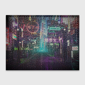Обложка для студенческого билета с принтом Neon Tokyo в Петрозаводске, натуральная кожа | Размер: 11*8 см; Печать на всей внешней стороне | anime | cyber | cyberpunk | japan | japanese | neon | retro | retro wave | road | street | tokyo | wave | аниме | дорога | иероглифы | кибер | киберпанк | неон | неоновый | ночной токио | ночь | ретро | свет | токио | улица | уличный | эстетика