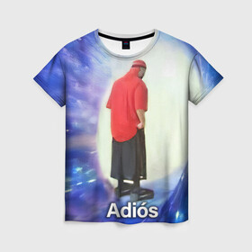 Женская футболка 3D с принтом Adios в Петрозаводске, 100% полиэфир ( синтетическое хлопкоподобное полотно) | прямой крой, круглый вырез горловины, длина до линии бедер | adios | адидас | бабуля | бабушка | вселенная | космос | мемы | портал | прощание | черная дыра