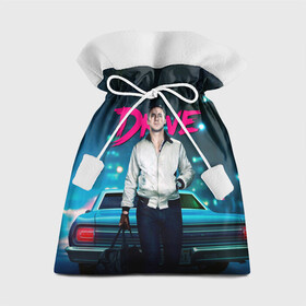 Подарочный 3D мешок с принтом Райан Гослинг Драйв в Петрозаводске, 100% полиэстер | Размер: 29*39 см | Тематика изображения на принте: car | drive | ryan gosling | драйв | машина | райан гослинг | фильмы