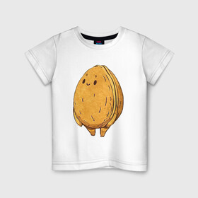 Детская футболка хлопок с принтом Грецкий орех в Петрозаводске, 100% хлопок | круглый вырез горловины, полуприлегающий силуэт, длина до линии бедер | арт | грецкий | грецкий орех | мило | милота | орех | орехи | рисунок | свежие орехи | свежий орех | свежий продукт