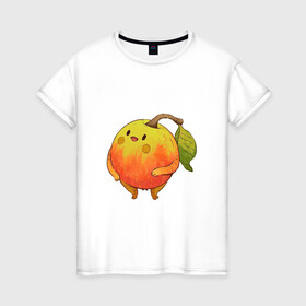 Женская футболка хлопок с принтом Яблочко в Петрозаводске, 100% хлопок | прямой крой, круглый вырез горловины, длина до линии бедер, слегка спущенное плечо | арт | ветка | веточка | лист | листочек | мило | милота | рисунок | свежие фрукты | свежий продукт | свежий фрукт | фрукт | фрукты | яблоко | яблочко